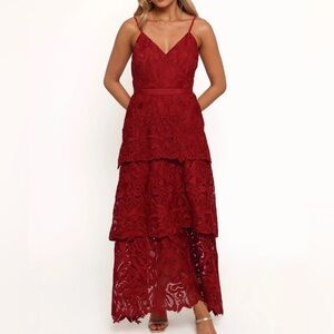 Chic Burgundy Lace High Low Dress